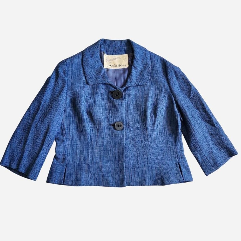 I. Magnin Vintage Powder Blue 3/4 Sleeve Blazer